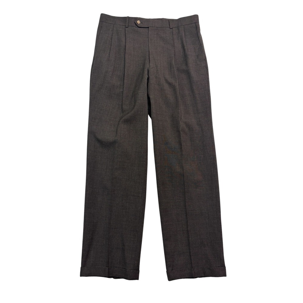 vtg 90s Cordovan Grey 36x32 Brown Dress Pants Trousers Pleated High Waisted Wool